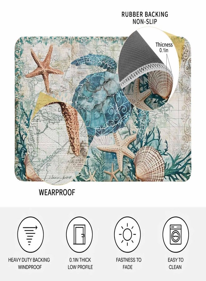 Vandarllin Coastal Blue Sea Turtle Nautical Map Doormat Welcome Mats Rugs Carpet Outdoor/Indoor for Home/Office/Bedroom, 18"x30" - Image 3