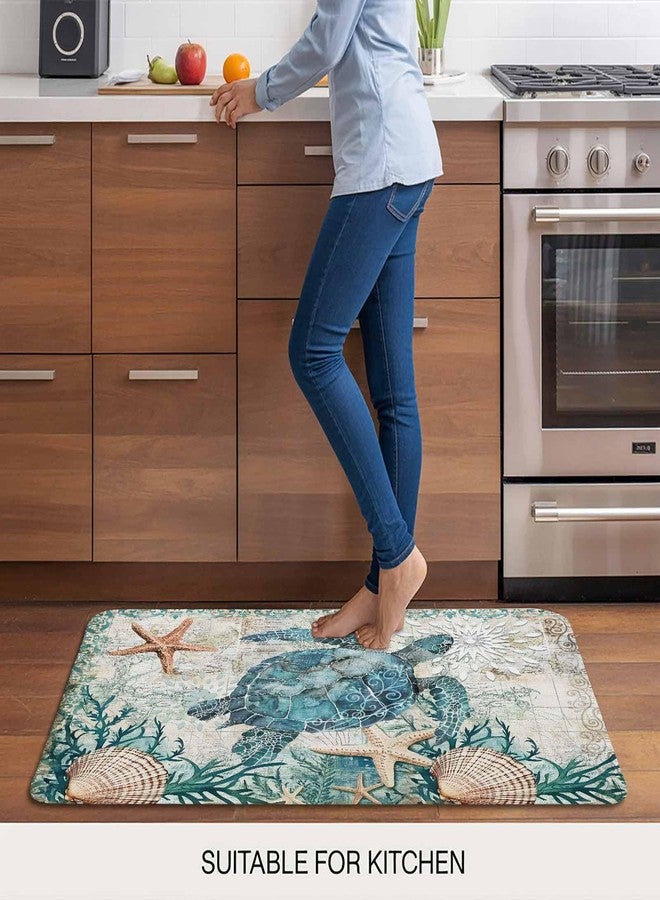 Vandarllin Coastal Blue Sea Turtle Nautical Map Doormat Welcome Mats Rugs Carpet Outdoor/Indoor for Home/Office/Bedroom, 18"x30" - Image 4