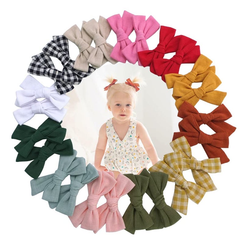 Sugarmelon 24 Pcs Baby Girl Hair Bow Clip Barrettes for Toddlers Kids Girls Pigtails Hair Bows Alligator Clips in Pairs - Image 1