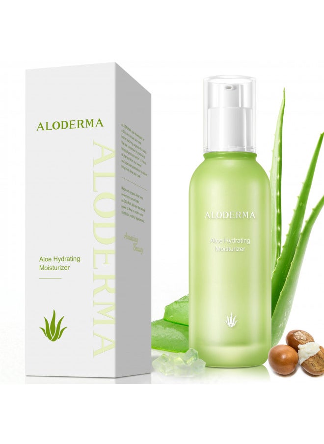Aloderma Aloderma 77% Organic Aloe Vera Hydrating Face Moisturizer for Soft and Nourished Skin - Light and Oil-Free Aloe Vera Moisturizer with Hyaluronic Acid for Soothing Hydration - Face Lotion, 3.5oz  - Image 1