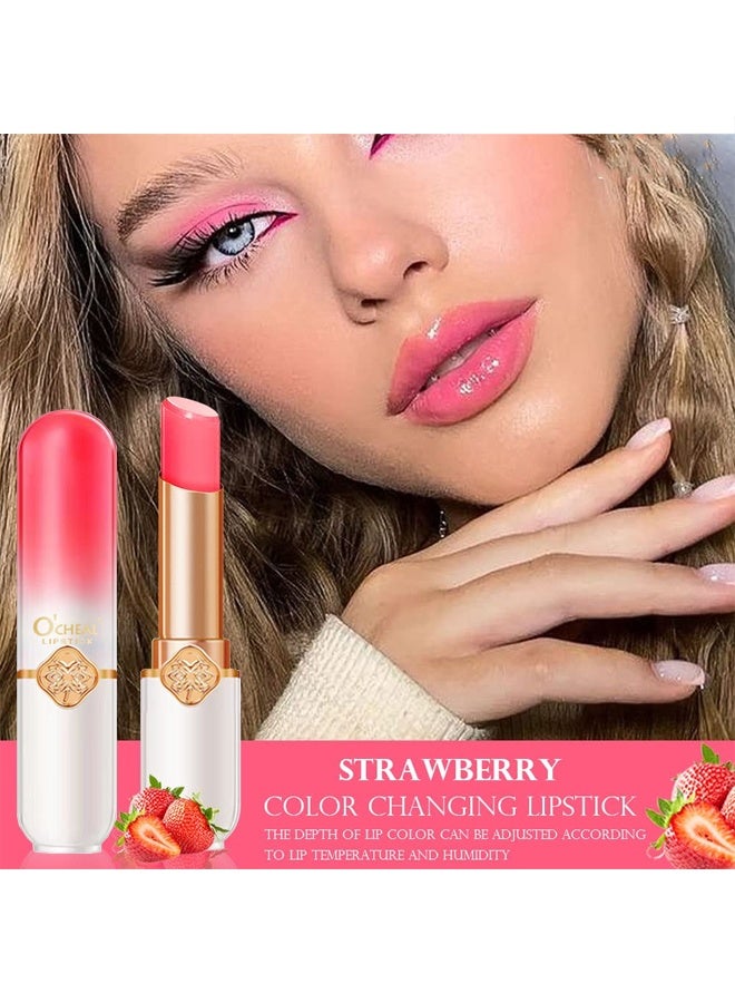 OCHEAL strawberry kiss Moisture strawberry & Sweet sexy Lip  Color Fruit Lipstick strawberry Temperature Changing Lip balm Moisturizing Waterproof Long Lasting Moisturizes Lip Balm 3g - Image 2