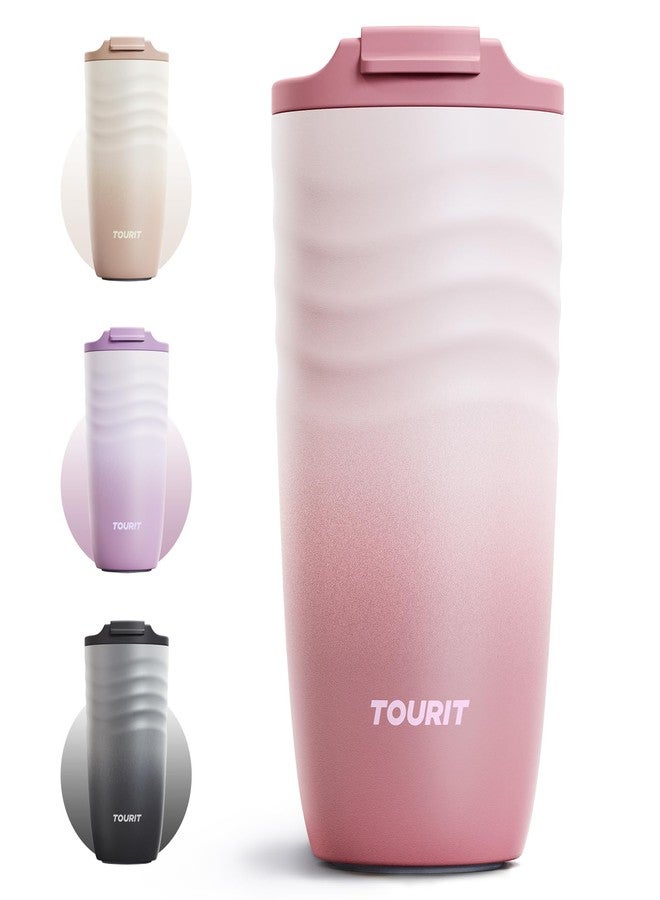 TOURIT 16 oz Travel Coffee Mug, Insulated Stainless Steel Travel Mug with Lid, Leak-Proof Double-Wall Vacuum Tumbler, Reusable Coffee Cup - Rose - Image 1