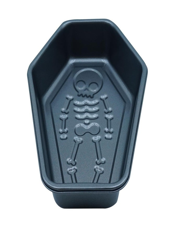 TinLeJa Halloween Skeleton Cake Pan, Coffin Board Cake Mould, Aluminum 3D Non Stick Baking DIY Cake Pan - Image 1