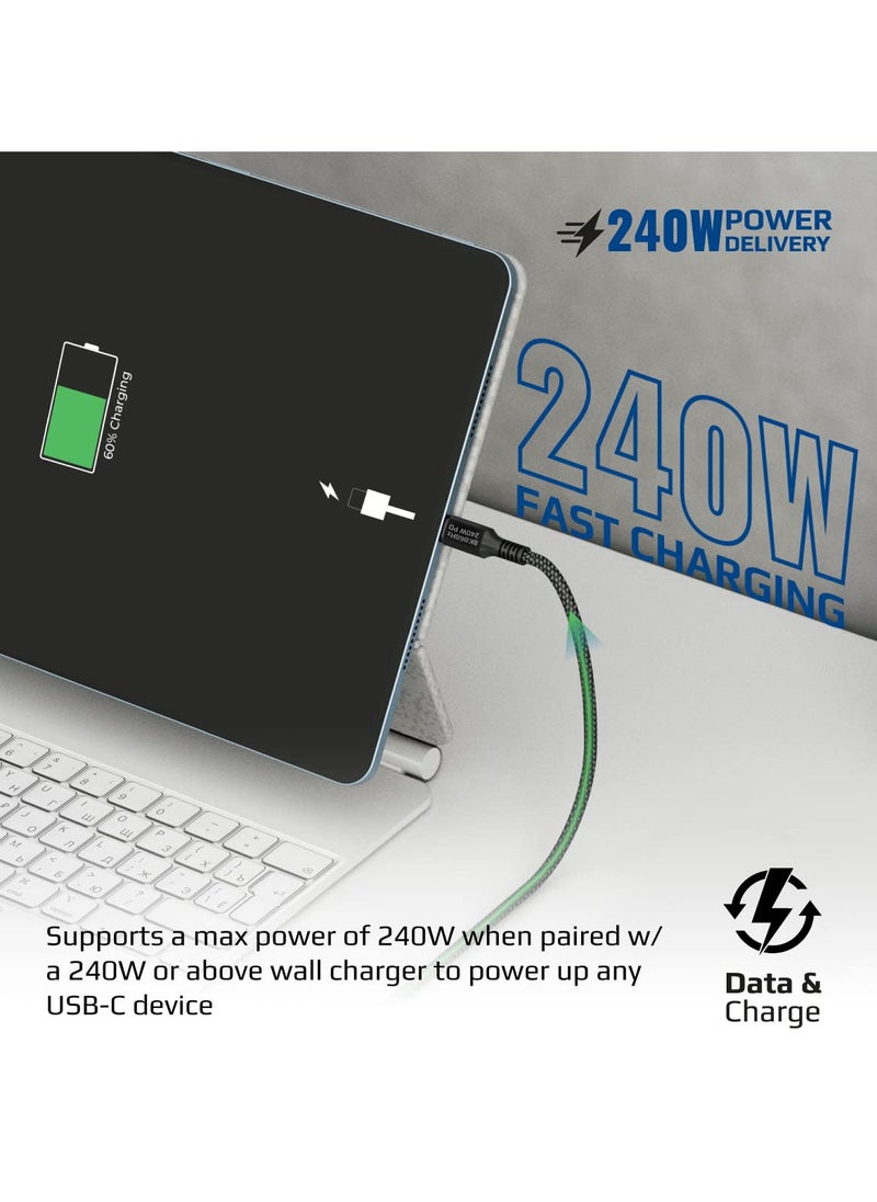 Generic Promate USB-C Cable, Ultra-Fast 240W Power Delivery Thunderbolt 3 Cable with 8K Display Support, Nylon Braided 100cm Cord and 40Gbps Transfer Speed for All Type-C Enabled Devices, PowerBolt240-1M  - Image 2