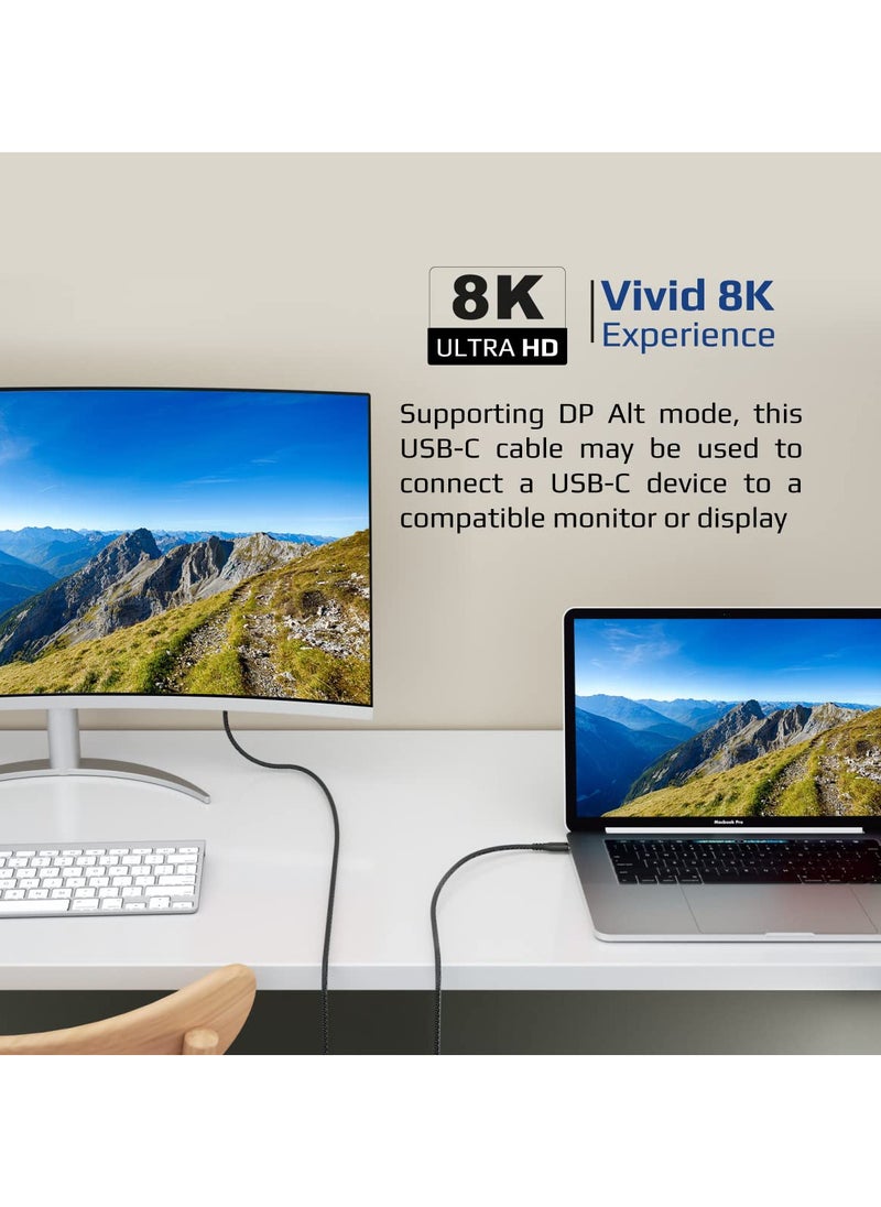 Generic Promate USB-C Cable, Ultra-Fast 240W Power Delivery Thunderbolt 3 Cable with 8K Display Support, Nylon Braided 100cm Cord and 40Gbps Transfer Speed for All Type-C Enabled Devices, PowerBolt240-1M  - Image 4