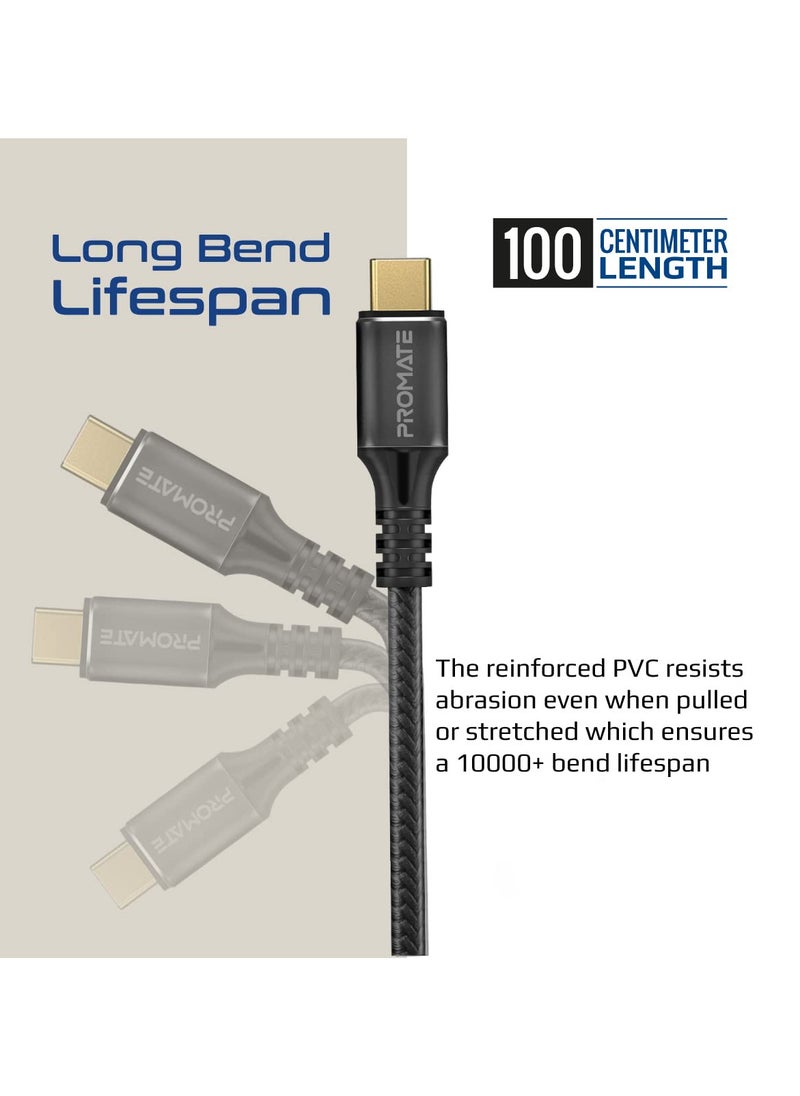 Generic Promate USB-C Cable, Ultra-Fast 240W Power Delivery Thunderbolt 3 Cable with 8K Display Support, Nylon Braided 100cm Cord and 40Gbps Transfer Speed for All Type-C Enabled Devices, PowerBolt240-1M  - Image 5