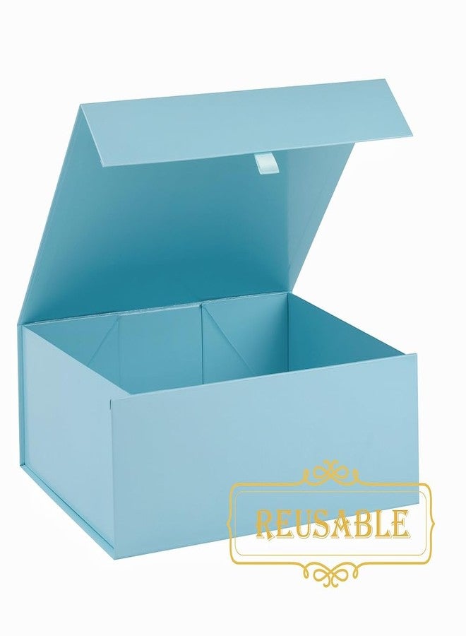 PLINJOY 2 Pcs Large Gift Box 13.5x11.8x4.7 Inches, Blue Gift Boxes for Presents with Magnetic Closure Lid, Luxury Gift Box Rectangle Collapsible Boxes for Gift Packaging - Image 2