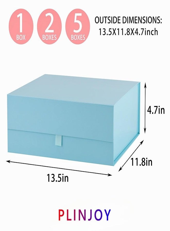 PLINJOY 2 Pcs Large Gift Box 13.5x11.8x4.7 Inches, Blue Gift Boxes for Presents with Magnetic Closure Lid, Luxury Gift Box Rectangle Collapsible Boxes for Gift Packaging - Image 5