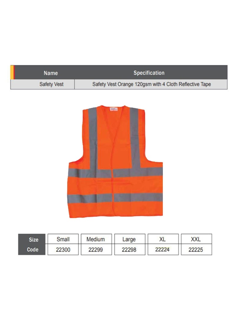 Starex Starex Safety Vest Orange XXL w/4 Cloth Reflective Tape 120GSM ST22225 