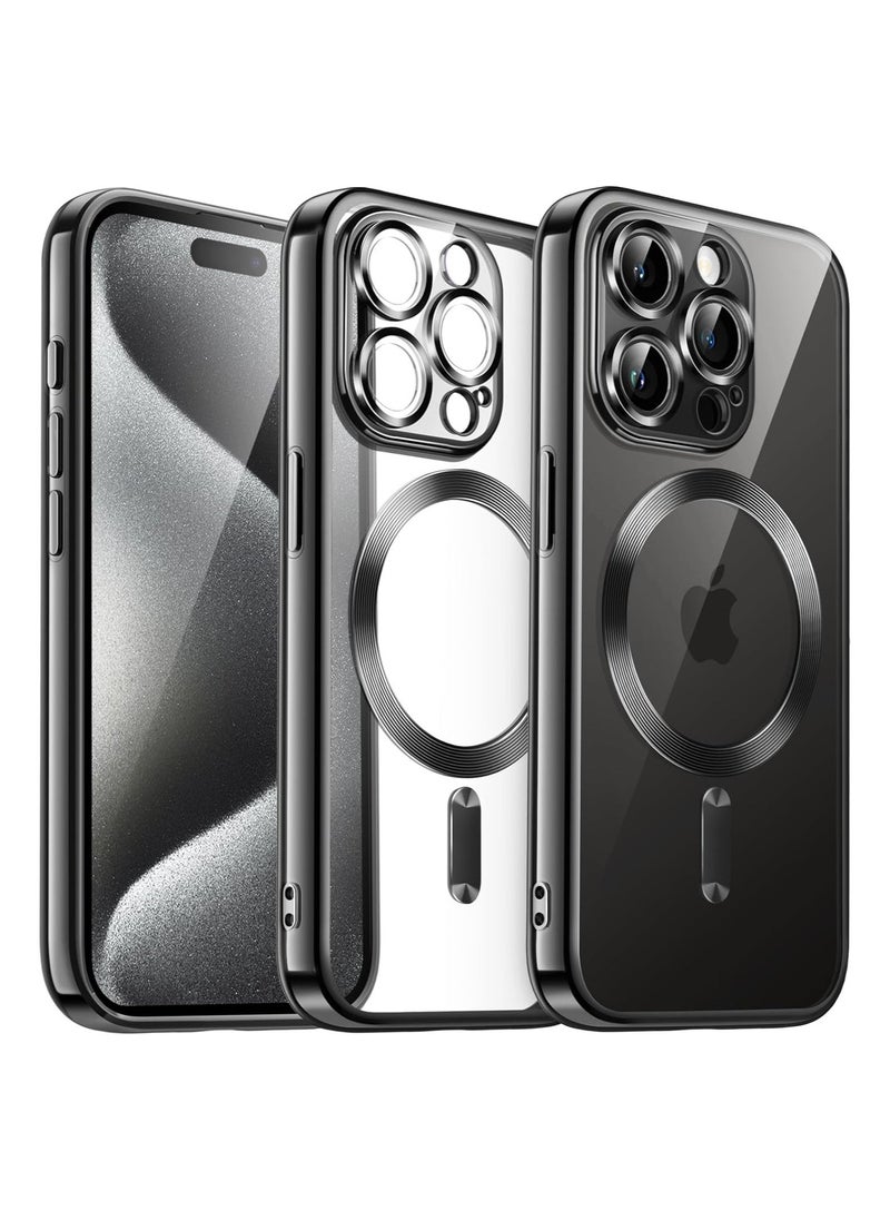 Raxoom Case for iPhone 15 Pro Max 6.7-Inch, Camera Lens Full Protection, Compatible with MagSafe Wireless Charging, Shockproof Soft TPU Phone Cover (Black) - Image 1