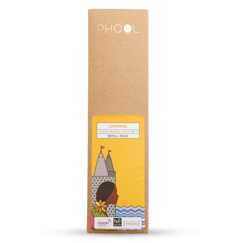 Phool Luxury Incense Jasmine Refill Pack – 80 Organic Charcoal & Sulphur-Free Agarbatti (200g), Calming Floral Fragrance, Pooja & Meditation - Image 5