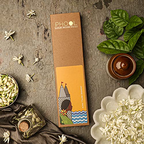 Phool Luxury Incense Jasmine Refill Pack – 80 Organic Charcoal & Sulphur-Free Agarbatti (200g), Calming Floral Fragrance, Pooja & Meditation - Image 2