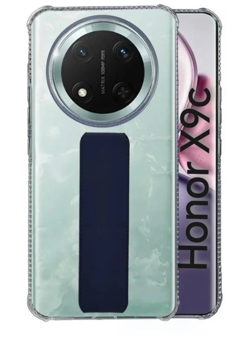 Case Cover For Honor X9c With Magnetic Hand Grip 3 in 1 Clear / Blue