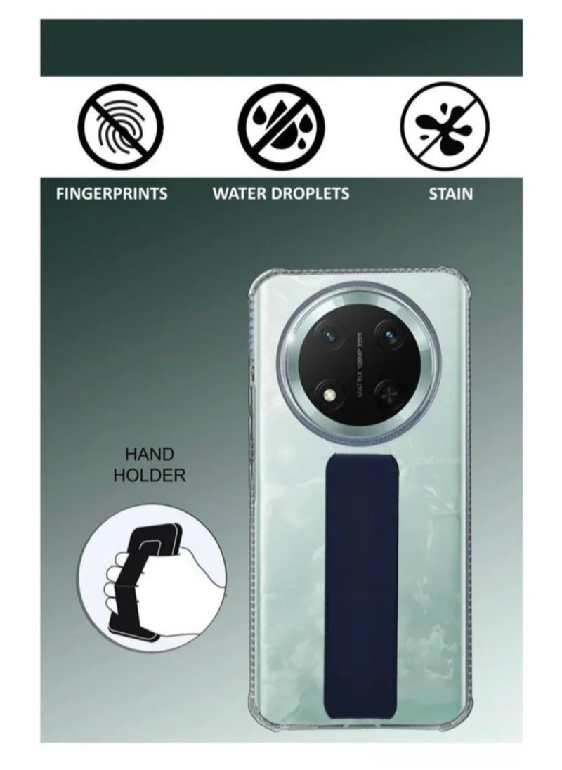 Case Cover For Honor X9c With Magnetic Hand Grip 3 in 1 Clear / Blue