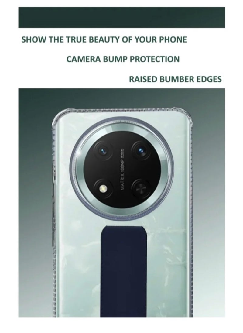 Case Cover For Honor X9c With Magnetic Hand Grip 3 in 1 Clear / Blue