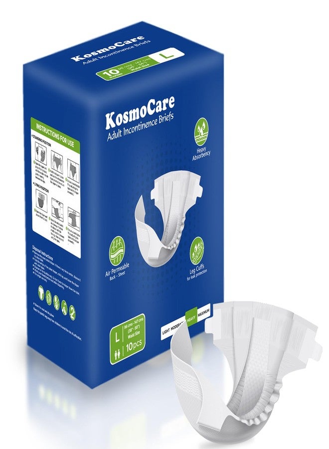 KosmoCare Adult Diapers with Tape Style for Heavy Incontinence with maximum absorbence | Odor Guard| Cloth Feel Outer Fabric | Easy-Lock Fastener| Adult Brief | Large Waist Size 44" - 58" - Image 1