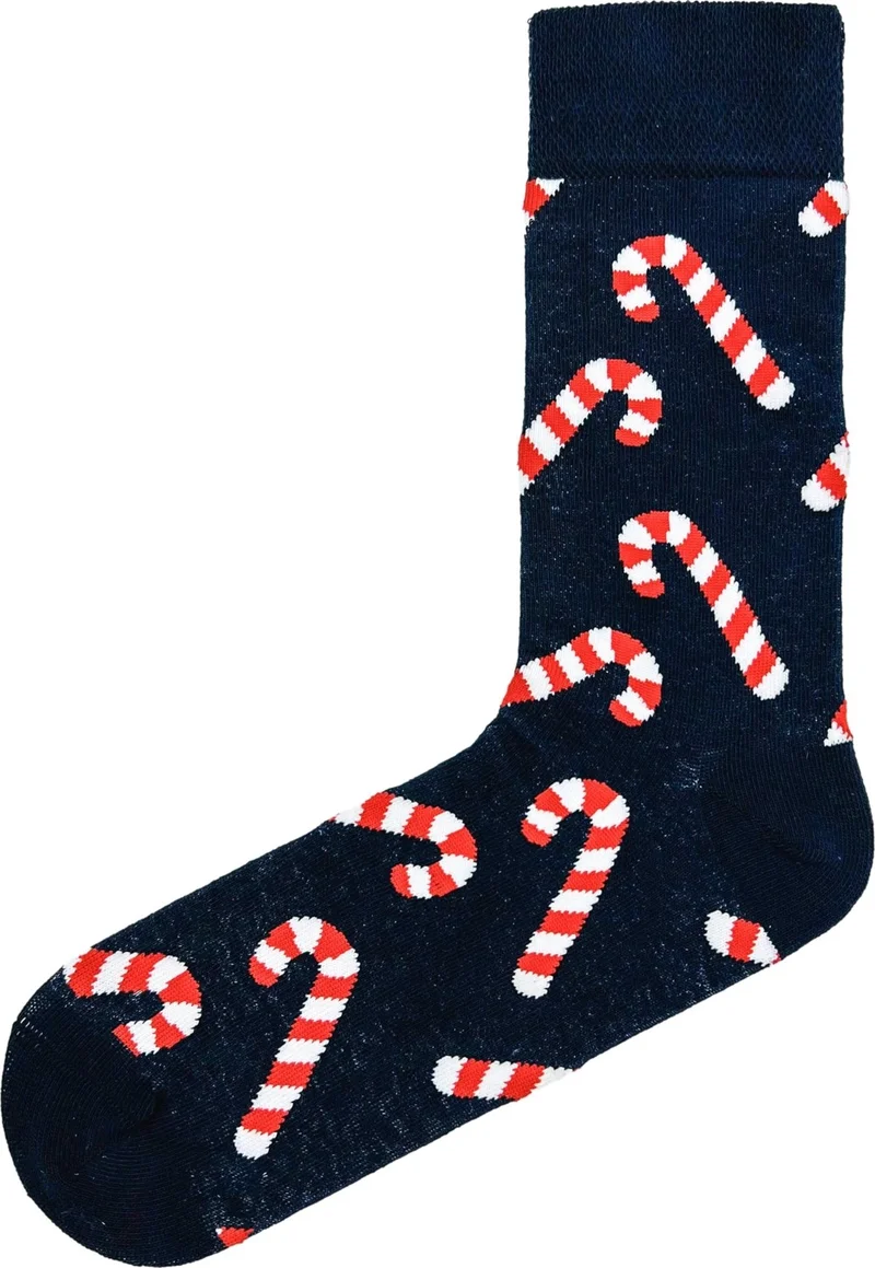 كارنافال سوكس Black Candy Cane Patterned Christmas Socks