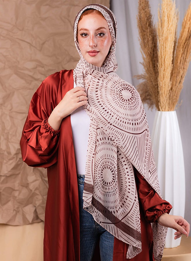 Tie Shop Tie Shop - Digital Crinkled Scarf - Brown - Light Brown For Women