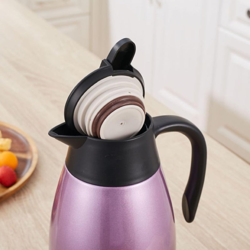 Stainless Steel Thermal Coffee Carafe, 2L Double Wall Insulated Vacuum Hot Water Bottle for Home Office Hot Tea Coffee Milk Water - Image 5
