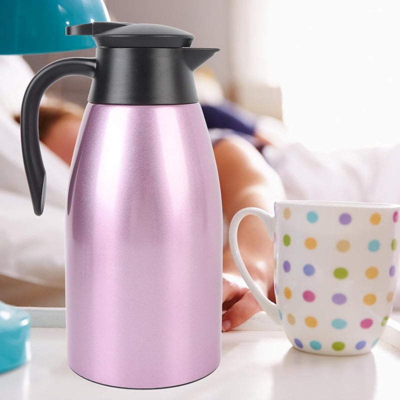 Stainless Steel Thermal Coffee Carafe, 2L Double Wall Insulated Vacuum Hot Water Bottle for Home Office Hot Tea Coffee Milk Water - Image 4