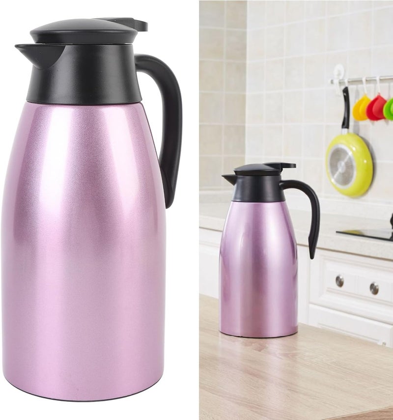Stainless Steel Thermal Coffee Carafe, 2L Double Wall Insulated Vacuum Hot Water Bottle for Home Office Hot Tea Coffee Milk Water - Image 3
