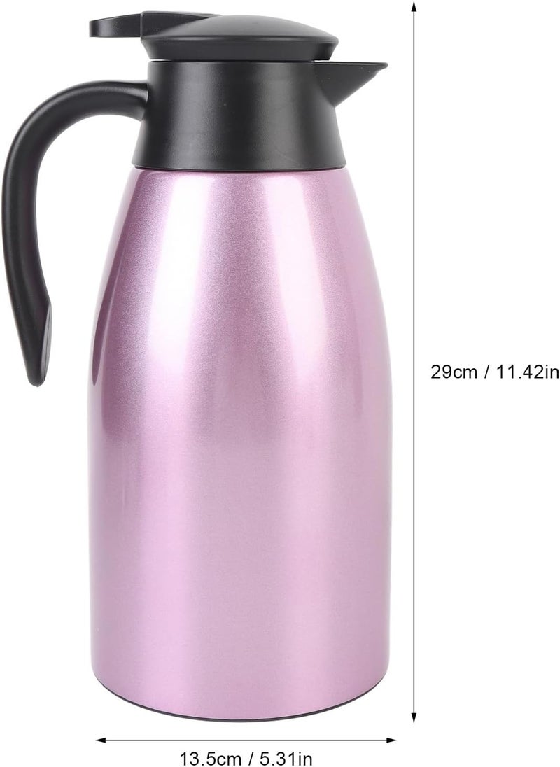 Stainless Steel Thermal Coffee Carafe, 2L Double Wall Insulated Vacuum Hot Water Bottle for Home Office Hot Tea Coffee Milk Water - Image 1