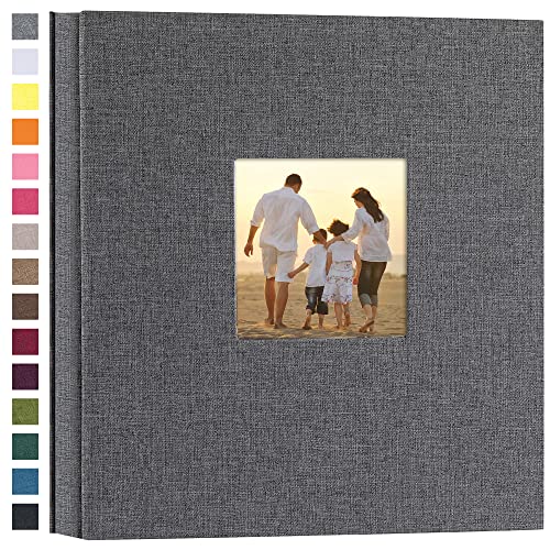 potricher Linen Hardcover Photo Album 4x6 600 Photos Large Capacity for Family Wedding Anniversary Baby Vacation (Gray, 600 Pockets) - Image 1