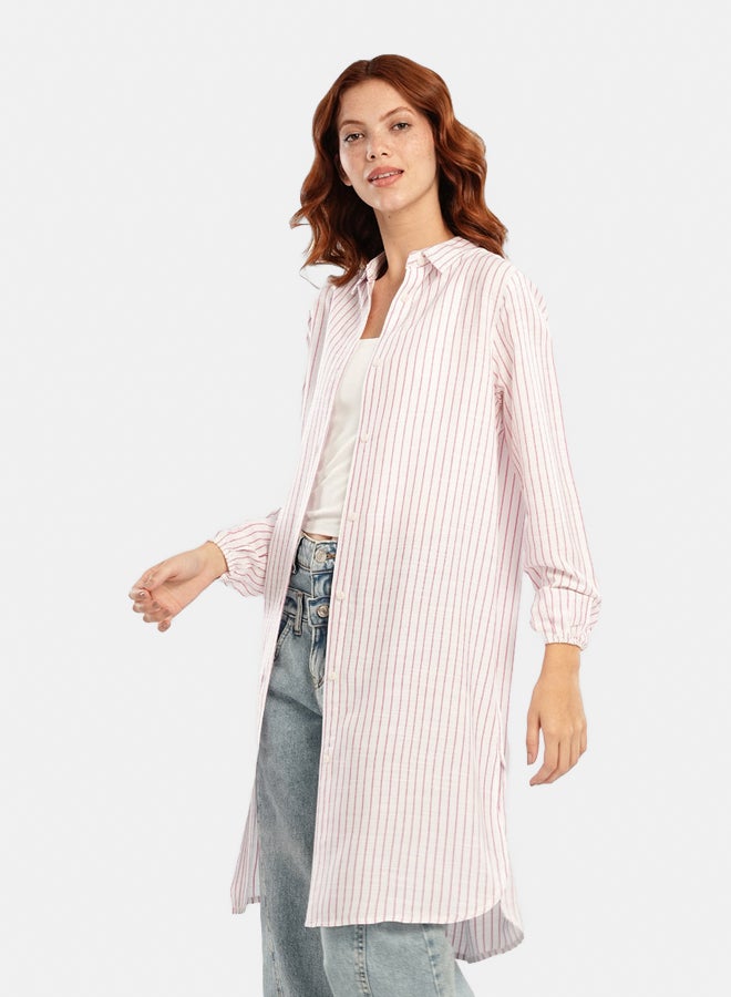 Carina Striped Short Shirt Dress  - Image 1