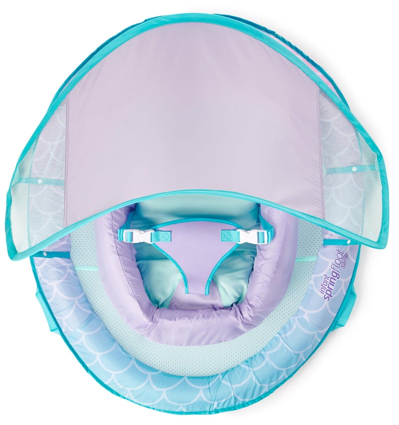 Swimways Infant Spring Float, Baby Pool Float with Canopy & UPF Protection, Swimming Pool Accessories for Kids 3-9 Months, Mermaid - Image 3