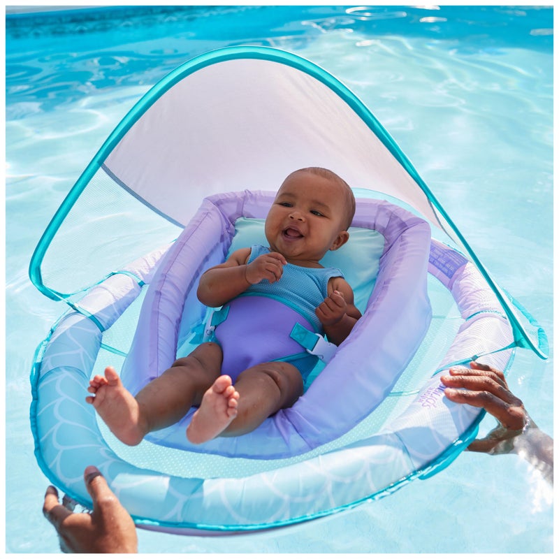 Swimways Infant Spring Float, Baby Pool Float with Canopy & UPF Protection, Swimming Pool Accessories for Kids 3-9 Months, Mermaid - Image 2