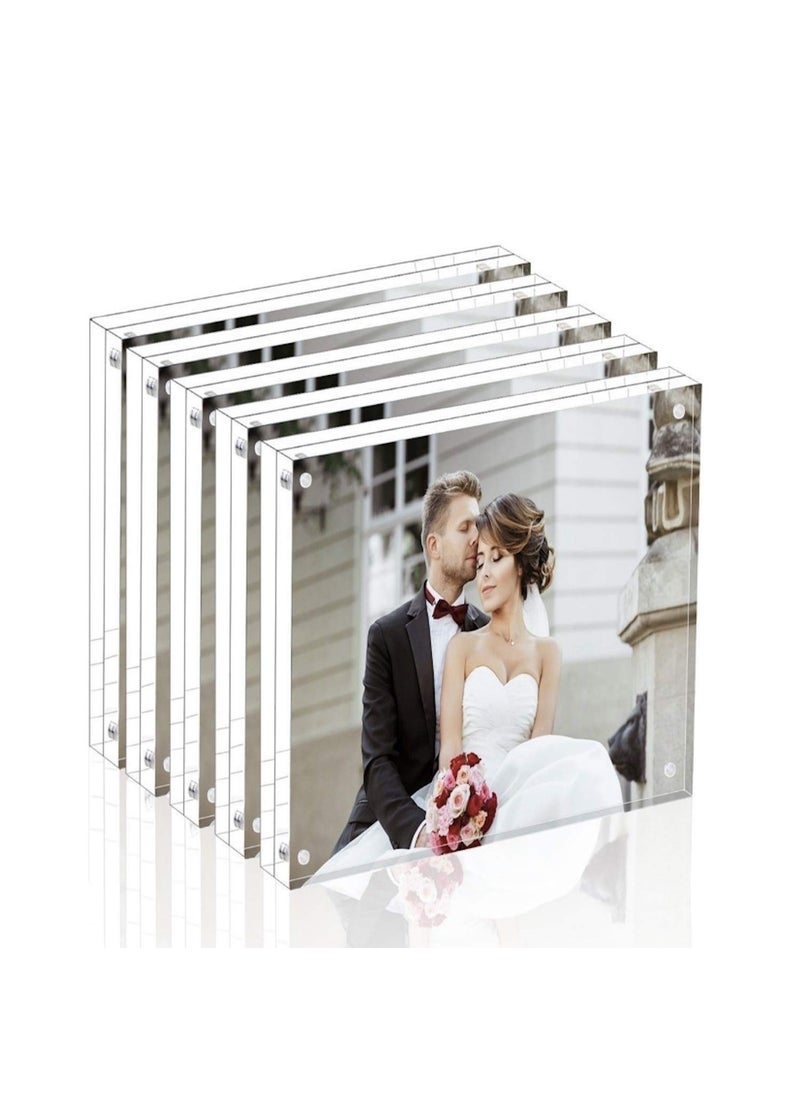 Magicool Magicool Premium Acrylic Photo Frame Magnet Photo Frame Double Sied Thick Desktop Frames 4x4 5 pack 
