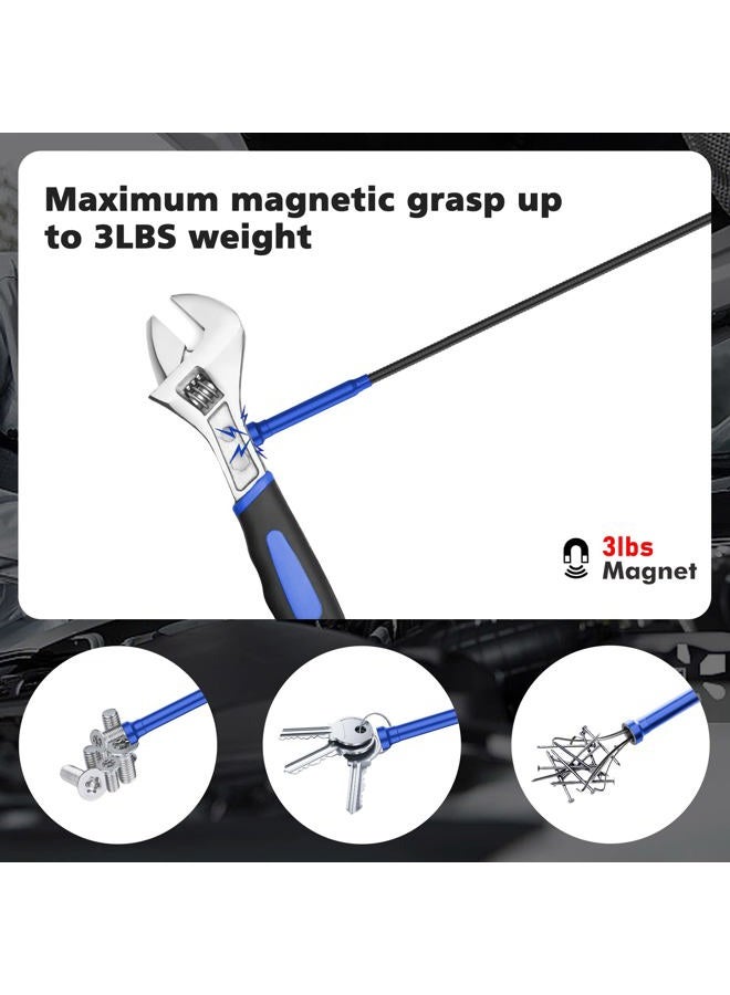 Housolution 28.34in Grabber Tool Magnetic Four-Claw Picker, Bendable Hose Reacher Pickup Sweeper with LED Light Battery, Flexible Long Handy Reaching Assist Tool for Litter Pick/Home Sink/Drain, Blue - Image 4