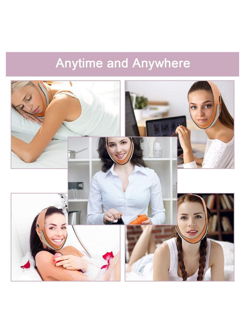 سيوسي مخفض الذقن المزدوجة ، حزام تنحيف الوجه ، رباط رفع وخدود الذقن على شكل حرف V خالٍ من الألم ، رباط لتشكيل الوجه ، لمكافحة التجاعيد المضادة للشيخوخة ، تقليل الذقن المزدوجة ، مضاد للشخير (برتقالي) - Image 4