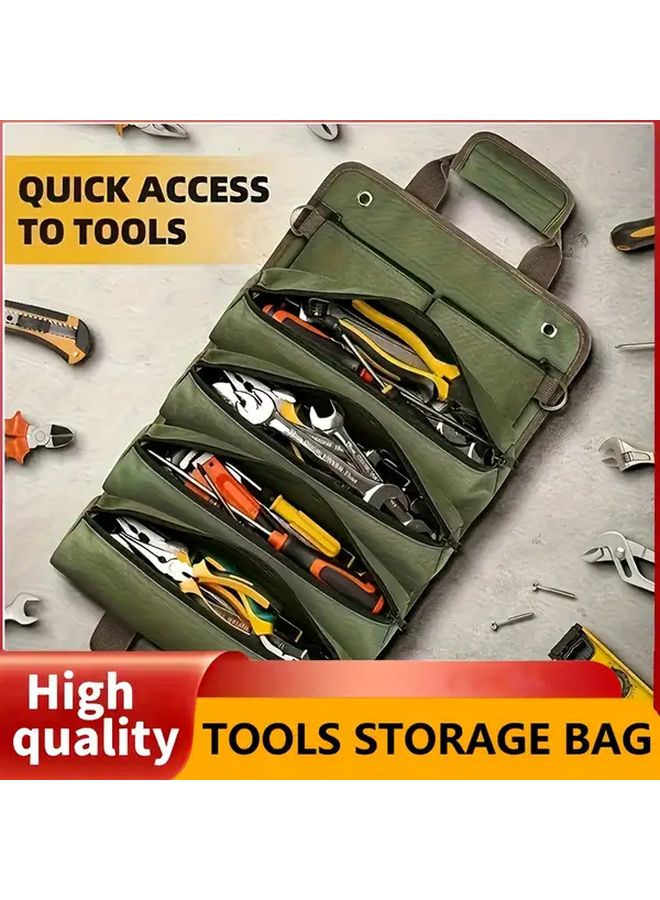 Green Heavy Duty Oxford Fabric Organizer Large Capacity Foldable Storage With 5 Compartments - Image 3