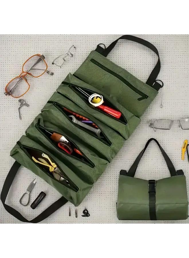 Green Heavy Duty Oxford Fabric Organizer Large Capacity Foldable Storage With 5 Compartments - Image 1