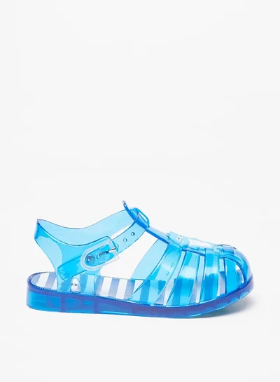 LBL by Shoexpress Boy's Dolphin Applique Transparent Sandals with Buckle Closure