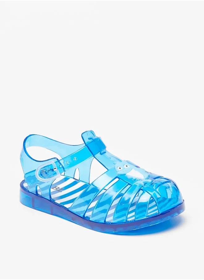 LBL by Shoexpress Boy's Dolphin Applique Transparent Sandals with Buckle Closure