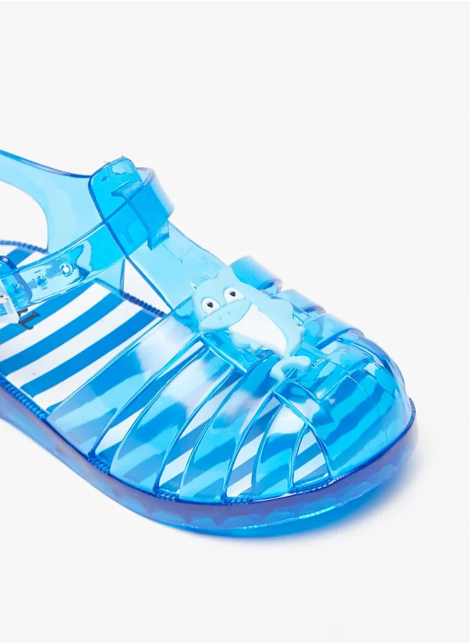 LBL by Shoexpress Boy's Dolphin Applique Transparent Sandals with Buckle Closure