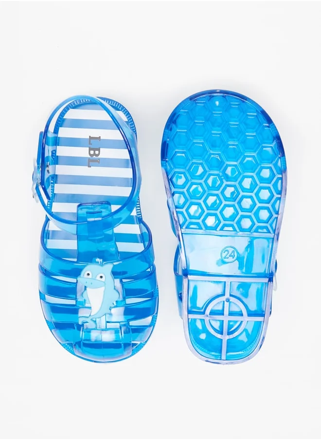 LBL by Shoexpress Boy's Dolphin Applique Transparent Sandals with Buckle Closure