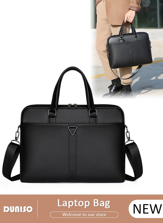 DUNISO 15.6 Inch Laptop Bag Lightweight PU Computer Bag Travel Business Briefcase Water Resistance Shoulder Messenger Bag for Men and Women Work Office School  - Image 1