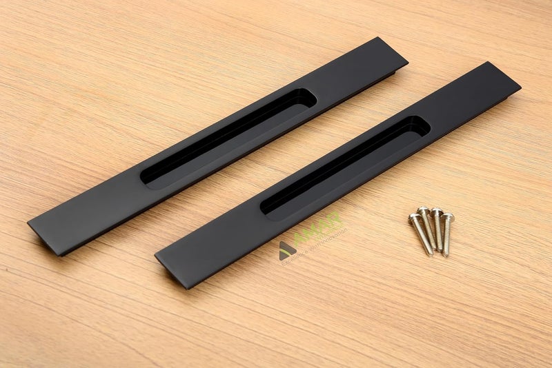 AMAR ENTERPRISE Amar Enterprise 224 MM Premium Alluminium Glossy Black Concealed Sliding Door Handle Sliding Wardrobe Pull Conceal Handle Cabinet Drawer Conceal Handle 224mm Hole to Hole Pack of 2  - Image 1