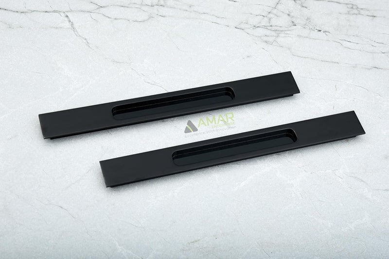 AMAR ENTERPRISE Amar Enterprise 224 MM Premium Alluminium Glossy Black Concealed Sliding Door Handle Sliding Wardrobe Pull Conceal Handle Cabinet Drawer Conceal Handle 224mm Hole to Hole Pack of 2  - Image 2