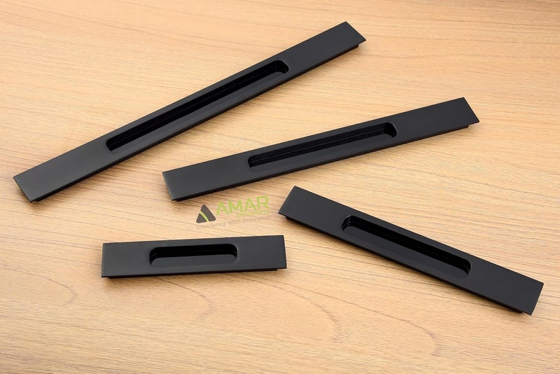 AMAR ENTERPRISE Amar Enterprise 224 MM Premium Alluminium Glossy Black Concealed Sliding Door Handle Sliding Wardrobe Pull Conceal Handle Cabinet Drawer Conceal Handle 224mm Hole to Hole Pack of 2  - Image 4