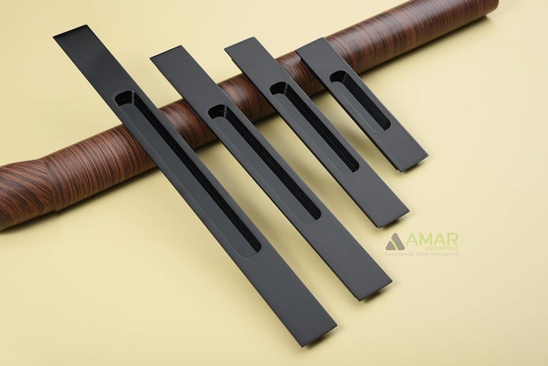 AMAR ENTERPRISE Amar Enterprise 224 MM Premium Alluminium Glossy Black Concealed Sliding Door Handle Sliding Wardrobe Pull Conceal Handle Cabinet Drawer Conceal Handle 224mm Hole to Hole Pack of 2  - Image 5