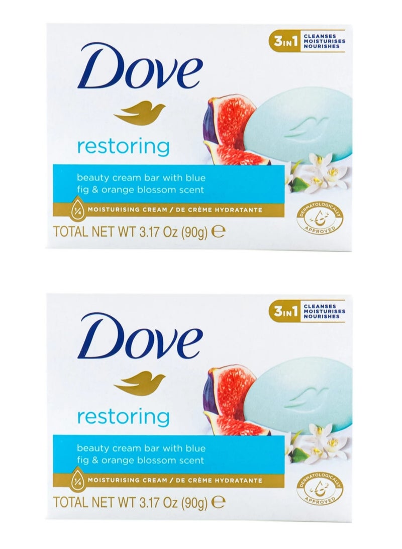 دوف قالب كريم الجمال ريستورينج برائحة التين الأزرق وزهر البرتقال 90 جم 2 قطعه - Image 1