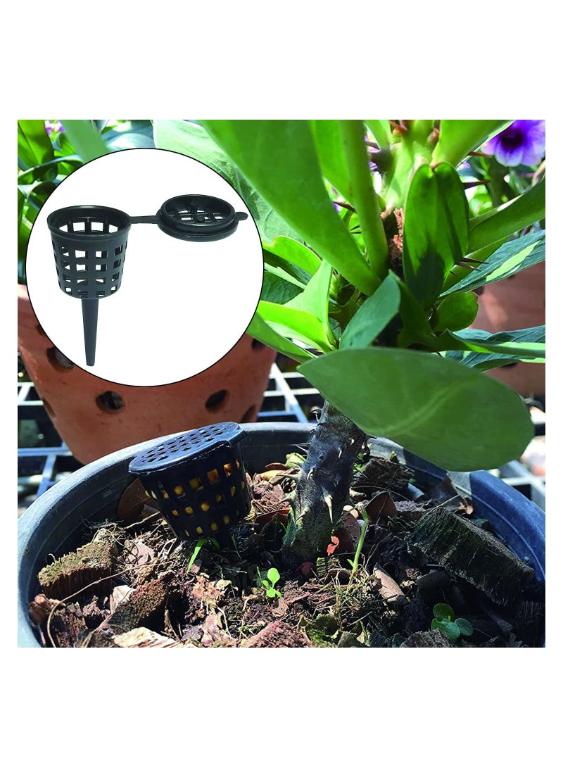 Zikra Garden Fertilizer Mesh Baskets Set, Plastic Portable Aquarium Nursery Pots Nutrition Plant Food Net Pot for Succulent Orchid Bonsai Plant Tool, Planting Nutrition Cups Bonsai Flower Black (25 Pack) - Image 5