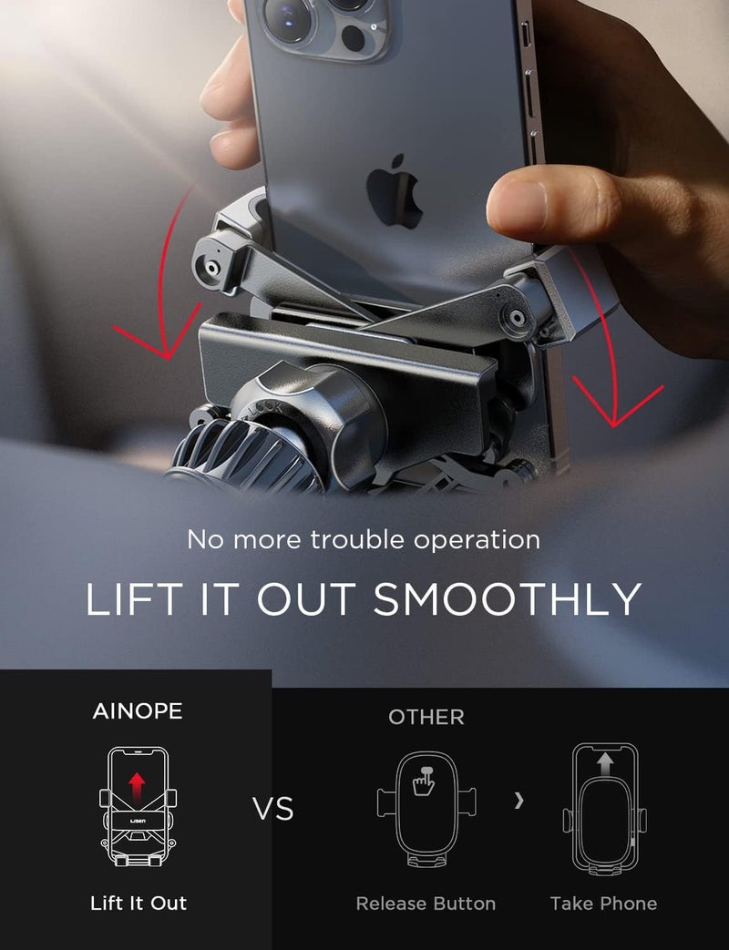 Ainope Car Phone Holder Mount Vent 2025 Gravity Air Vent Phone Holders for Your Car for iPhone 16 Pro Max with Vent Clip Hand Free Cell Phone Car Mount Holder for iPhone 15 Plus Samsung Red - Image 3
