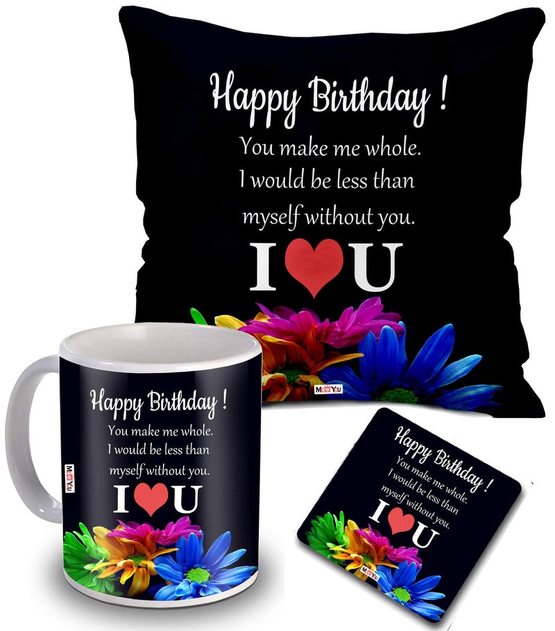 ME  YOU ME & YOU Gift for Birthday| Happy Birthday to You Printed Cushion with Ceramic Mug and MDF Coaster for | Multicolor - Image 5