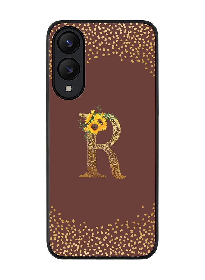 Stylizedd For Samsung Galaxy S25 Edge Case,Slim fit Camera Protection, Shockproof Thin Phone cover  - Custom Floral Monogram - R  (Brown )