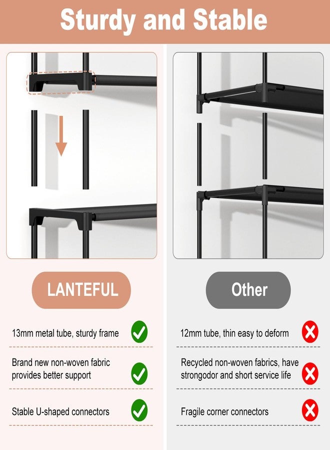 LANTEFUL 3 Tier Shoe Rack for Closet, Shoe Organizer with 5 Hooks, Long Shoe Shelf Storage for Sneaker and Boot Stackable Free Standing Shoe Rack for Entryway, Garage, Small Spaces, Dorm - Image 5